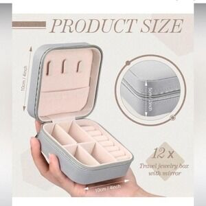 Travel Jewelry Box Organizer Portable Small Jewelry‎ Case Storage with Mirror